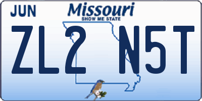 MO license plate ZL2N5T