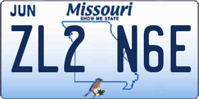 MO license plate ZL2N6E