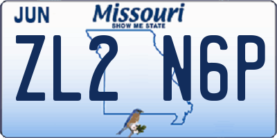 MO license plate ZL2N6P