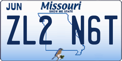 MO license plate ZL2N6T