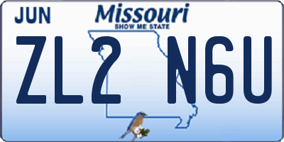 MO license plate ZL2N6U