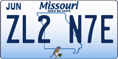 MO license plate ZL2N7E