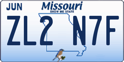MO license plate ZL2N7F