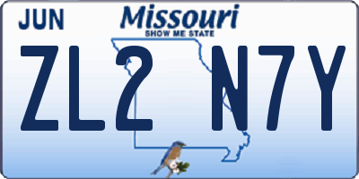 MO license plate ZL2N7Y