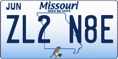 MO license plate ZL2N8E