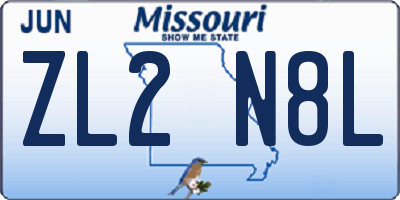 MO license plate ZL2N8L
