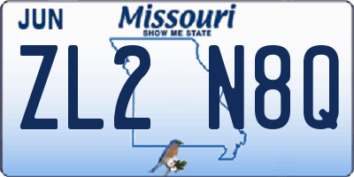 MO license plate ZL2N8Q