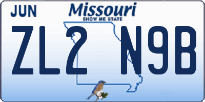 MO license plate ZL2N9B