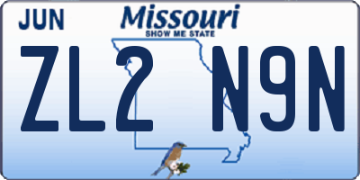 MO license plate ZL2N9N
