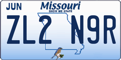 MO license plate ZL2N9R