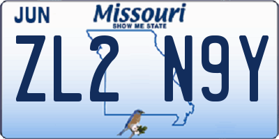 MO license plate ZL2N9Y