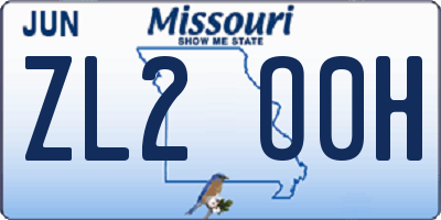 MO license plate ZL2O0H