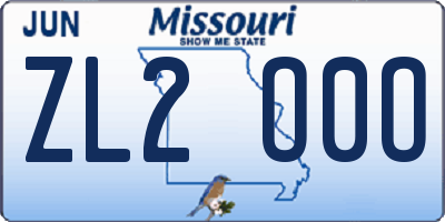 MO license plate ZL2O0O