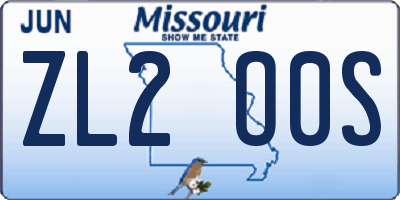 MO license plate ZL2O0S