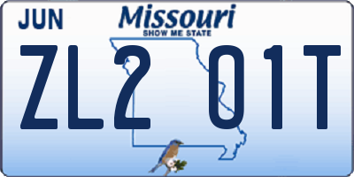 MO license plate ZL2O1T