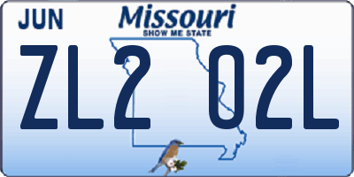 MO license plate ZL2O2L