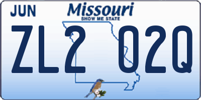 MO license plate ZL2O2Q