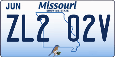 MO license plate ZL2O2V