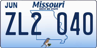 MO license plate ZL2O4O