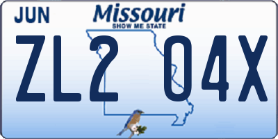 MO license plate ZL2O4X