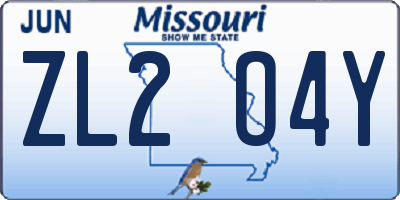 MO license plate ZL2O4Y