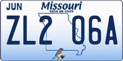 MO license plate ZL2O6A