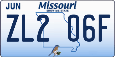MO license plate ZL2O6F