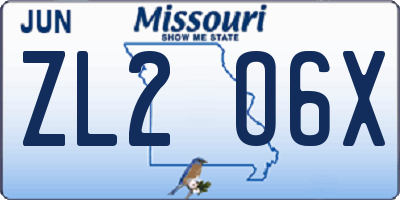 MO license plate ZL2O6X