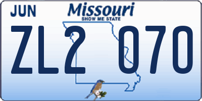 MO license plate ZL2O7O