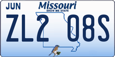 MO license plate ZL2O8S