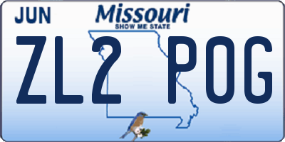 MO license plate ZL2P0G