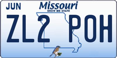 MO license plate ZL2P0H