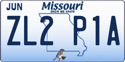 MO license plate ZL2P1A