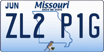 MO license plate ZL2P1G