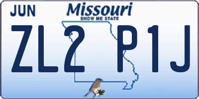 MO license plate ZL2P1J