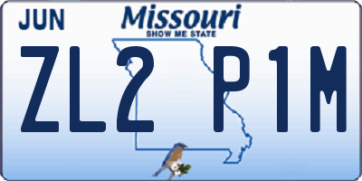 MO license plate ZL2P1M