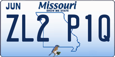 MO license plate ZL2P1Q