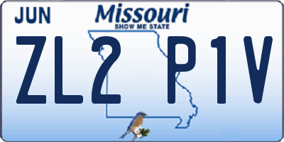 MO license plate ZL2P1V