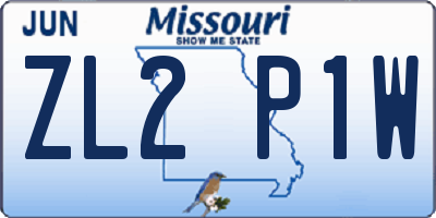 MO license plate ZL2P1W