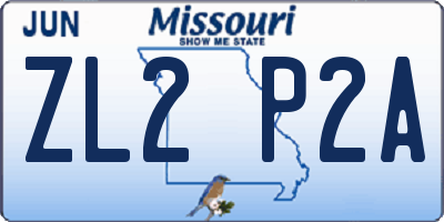 MO license plate ZL2P2A
