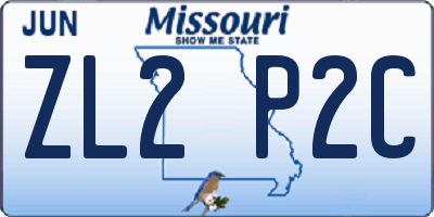 MO license plate ZL2P2C