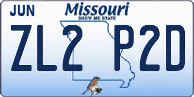 MO license plate ZL2P2D