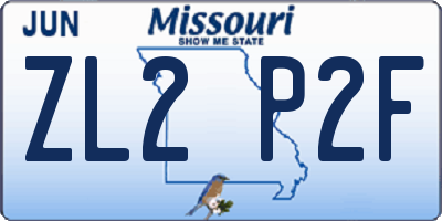 MO license plate ZL2P2F