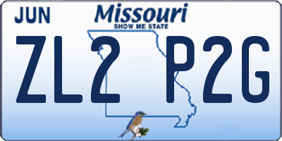 MO license plate ZL2P2G