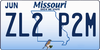 MO license plate ZL2P2M