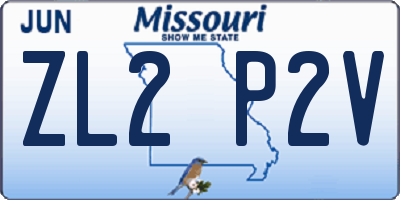 MO license plate ZL2P2V