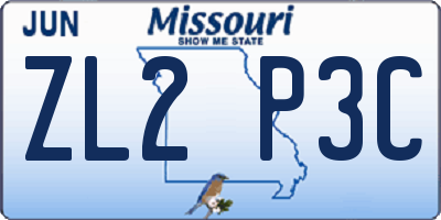 MO license plate ZL2P3C
