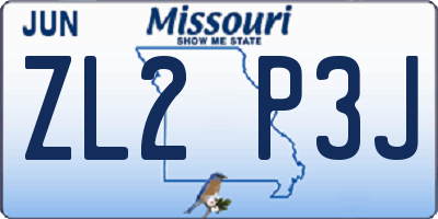 MO license plate ZL2P3J