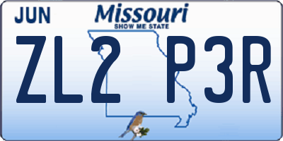 MO license plate ZL2P3R