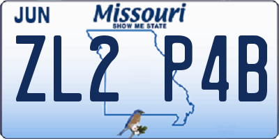 MO license plate ZL2P4B